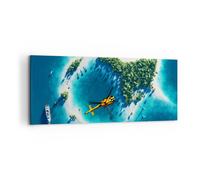 Impression sur Toile 120x50cm Tableaux Image Photo Hélicoptère océan île paradis