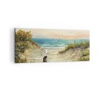Impression sur Toile 120x50cm Tableaux Image Photo Impressionnisme Mouettes Côte