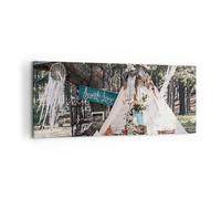 Impression sur Toile 120x50cm Tableaux Image Photo Jeunes Mariés Amour Paysage
