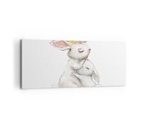 Impression sur Toile 120x50cm Tableaux Image Photo Lapin Lièvre Enfants