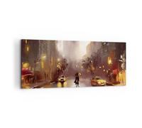 Impression sur Toile 120x50cm Tableaux Image Photo Manhattan Couple Rue
