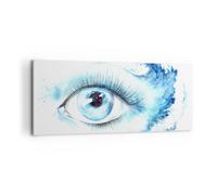 Impression sur Toile 120x50cm Tableaux Image Photo Oeil Bleu Vague humain
