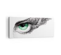 Impression sur Toile 120x50cm Tableaux Image Photo Oeil Plume Croquis humain