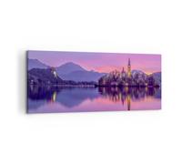 Impression sur Toile 120x50cm Tableaux Image Photo Paysage Montagne Lac église