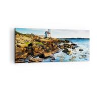 Impression sur Toile 120x50cm Tableaux Image Photo Phare rivage nuage paysage
