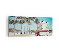 Impression sur Toile 120x50cm Tableaux Image Photo Plage Miami Floride
