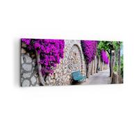 Impression sur Toile 120x50cm Tableaux Image Photo Plantes banc rue été