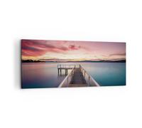 Impression sur Toile 120x50cm Tableaux Image Photo Pont Rose Ciel Art Decoration