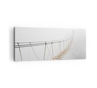 Impression sur Toile 120x50cm Tableaux Image Photo Pont Suspendu Brouillard