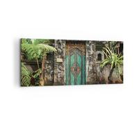 Impression sur Toile 120x50cm Tableaux Image Photo Portail Porte Vert Decoration