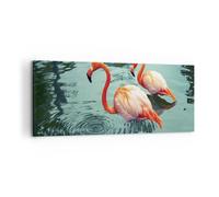 Impression sur Toile 120x50cm Tableaux Image Photo Rose Flamants Roses Eau