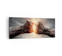 Impression sur Toile 120x50cm Tableaux Image Photo Symbole poing combat