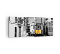 Impression sur Toile 120x50cm Tableaux Image Photo Tram Portugal Lisbonne