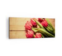 Impression sur Toile 120x50cm Tableaux Image Photo Tulipes Bouquet été jardin