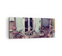 Impression sur Toile 120x50cm Tableaux Image Photo Vélos Vintage Immeuble