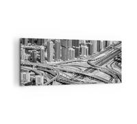 Impression sur Toile 120x50cm Tableaux Image Photo Ville Gratte-ciel Autoroute