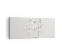 Impression sur Toile 120x50cm Tableaux Image Photo Visage Ligne Esquisse