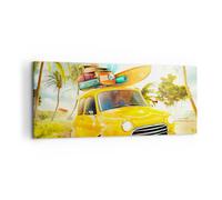 Impression sur Toile 120x50cm Tableaux Image Photo Voiture plage voyage été