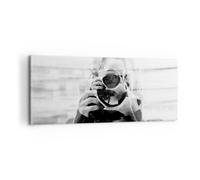 Impression sur Toile 120x50cm Tableaux Image Photographe Noir Et Blanc Double