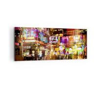 Impression sur Toile 120x50cm Tableaux Image Rue lumières nuit illustration