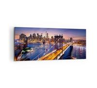 Deco Cadre Décoration Salon Usa america new york manhattan Moderne Impression sur Toile 120x50cm Image Tableau Decoration Murale Chambre Panoramique Art Wall Tableaux Decoratifs Muraux AB120x50-2820