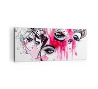 Impression sur Toile 120x50cm Tableaux Les femmes visages yeux illustration