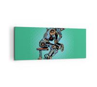 Impression sur Toile 120x50cm Tableaux Robot illustration bande dessinée comique