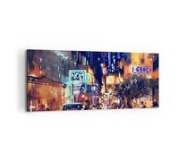 Impression sur Toile 120x50cm Tableaux Voiture personnes restaurant vie nocturne