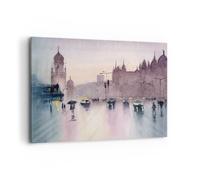 Impression sur Toile 120x80cm Tableaux Aquarelle Ville Monuments Historiques