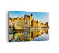 Impression sur Toile 120x80cm Tableaux Bateau rivière architecture histoire