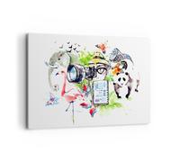 Impression sur Toile 120x80cm Tableaux flamants roses sauvage faune photographe