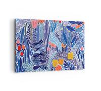 Impression sur Toile 120x80cm Tableaux Fleurs Feuilles Illustration tropique