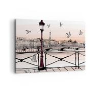 Impression sur Toile 120x80cm Tableaux France pigeon graphiques illustration