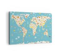 Impression sur Toile 120x80cm Tableaux géographie Globe graphique illustration