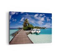 Impression sur Toile 120x80cm Tableaux Île des Maldiviens archipel océan hutte