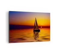 Impression sur Toile 120x80cm Tableaux Image Bateau coucher de soleil paysage