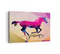 Impression sur Toile 120x80cm Tableaux Image Cheval animaux géométrie diamant