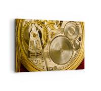 Impression sur Toile 120x80cm Tableaux Image Horloge montre mécanisme laiton