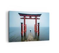 Impression sur Toile 120x80cm Tableaux Image Itsukushima-Jinja Temple Parapluie