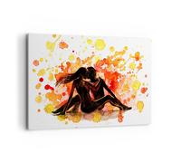 Impression sur Toile 120x80cm Tableaux Image Kiss Multicolore lune de miel