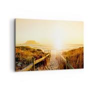 Impression sur Toile 120x80cm Tableaux Image le lever du soleil vague île océan