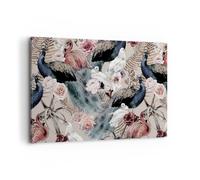 Impression sur Toile 120x80cm Tableaux Image Paons pigeonneaux flamants roses