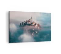 Impression sur Toile 120x80cm Tableaux Image Photo Alpes Bled Église Decoration