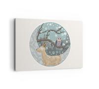 Impression sur Toile 120x80cm Tableaux Image Photo Animaux Nuit Lune hibou