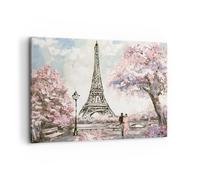 Deco Cadre Décoration Salon Arbres Eiffle Couple France Moderne Impression sur Toile 120x80cm Image Tableau Decoration Murale Chambre Horizontal Art Wall Tableaux Decoratifs Muraux AA120x80-3147