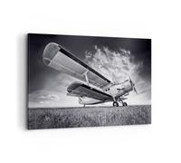 Impression sur Toile 120x80cm Tableaux Image Photo Avion An-2 Noir Et Blanc