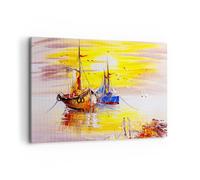 Impression sur Toile 120x80cm Tableaux Image Photo Bateaux soleil mer voyage