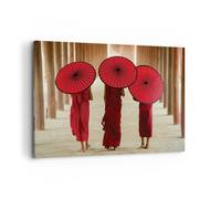 Impression sur Toile 120x80cm Tableaux Image Photo Bhoutan Parapluie Rouge