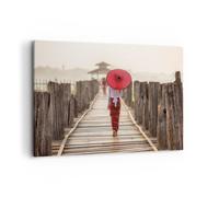 Impression sur Toile 120x80cm Tableaux Image Photo Birmanie Parapluie Pont