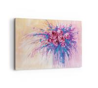 Impression sur Toile 120x80cm Tableaux Image Photo Bouquet Fleurs Roses